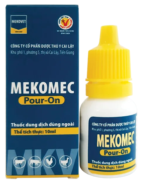 MEKOMEC 10ML Thuốc dung dịch DÙNG NGOÀI điều trị các bệnh nhiễm kí sinh trùng trên gia súc: ve,ghẻ,bọ chét
