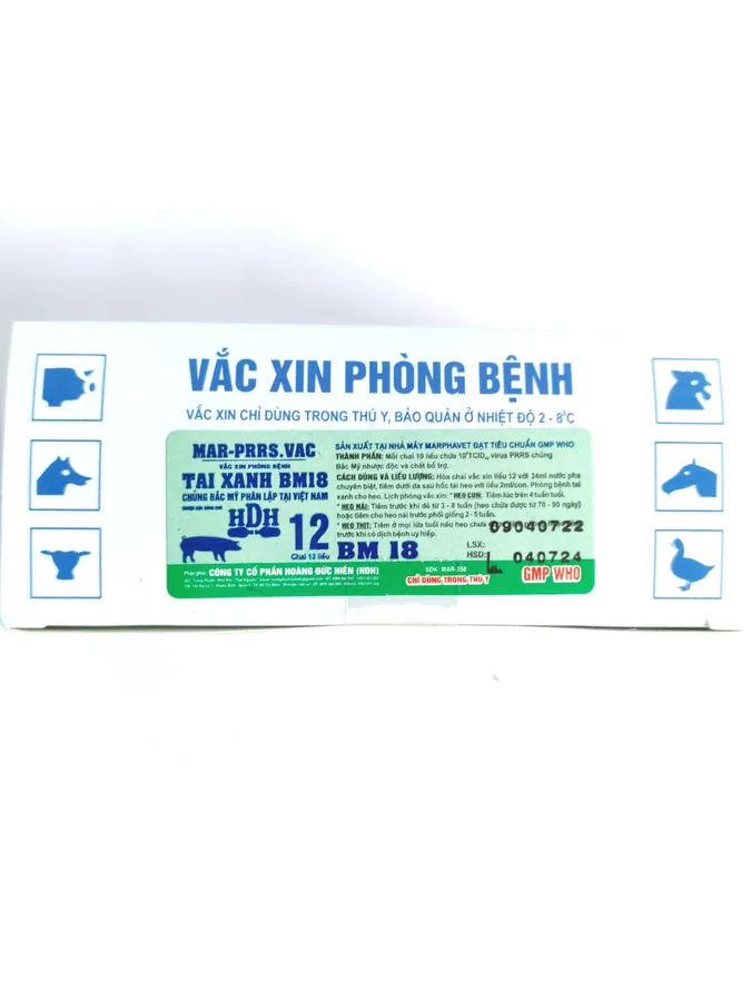 MAR PRRS VAC (HDH) TAI XANH BM18 vắc xin phòng bệnh tai xanh