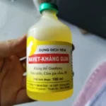 Chai dung dịch tiêm thú y cầm trên tay