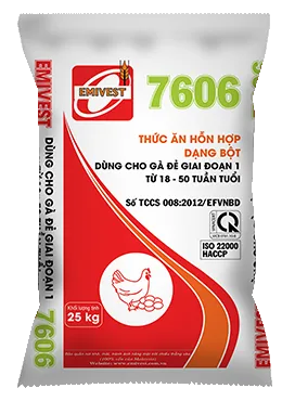 7606 Thức ăn HH dùng cho Gà đẻ giai đoạn 1 từ 18 - 50 tuần tuổi 17%